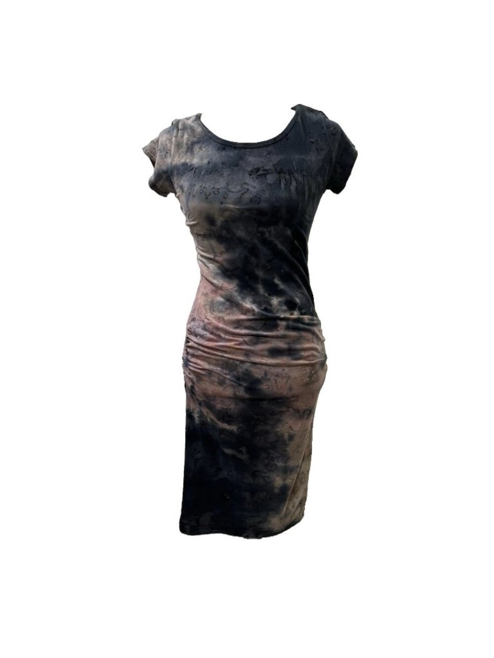 Hard Tail Forever Bodycon Rushed Sides Midi Dress Tie Dye Women Small Y2K Retro